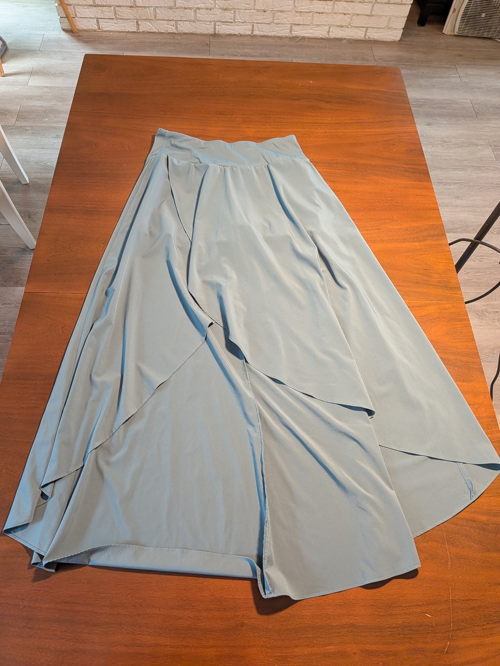 HALARA Light Blue Asymmetrical Wrap Maxi Skirt